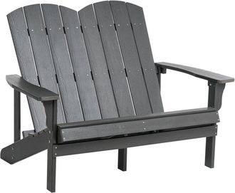 Beliani Banco De Exterior 2 Plazas Muebles De Jard&iacute;n De Madera Pl&aacute;stica Tradicional Gris Oscuro Adirondack