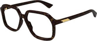 Bottega Veneta Vierkante Bril - unisex - Brillen - Bruin - 55 MM - Leer - Accessoires