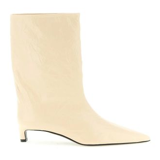 Jil Sander Schoenen, Dames, Beige, 41 EU, Leer, Craquel&eacute; Leren Enkellaarsjes