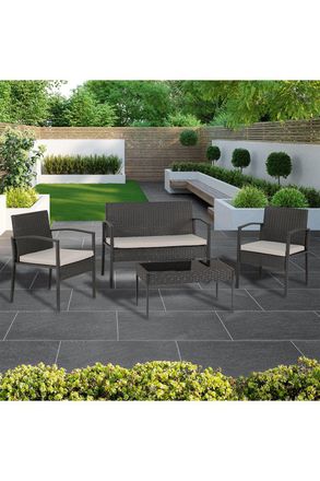 Seconique Cedar 4pc Garden Set in Black
