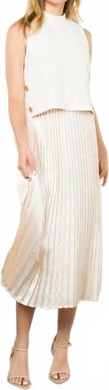 THML Clothing Pleated Skirt Midi Dress In White
