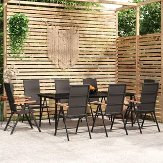 vidaXL Juego De Comedor Para Jard&iacute;n 9 Piezas Negro Vidaxl
