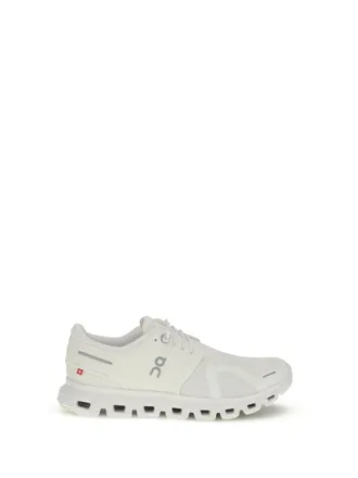 On Womens Sneakers Cloud 6 White White-White Upper: Recycled Polyester Trainers White/white