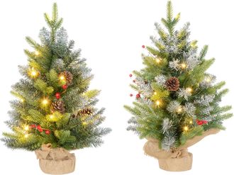 HOMCOM 2 Pieces Prelit Artificial Tabletop Christmas Trees - LED Display | TJ Hughes