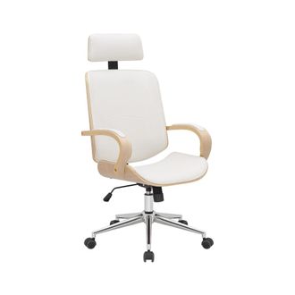 Clp Silla de oficina giratoria regulable en Simil cuero Natural/blanco