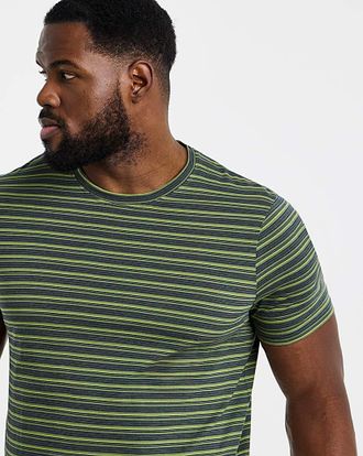 Jacamo Yarn Dyed Stripe Crew Neck T-Shirt Long