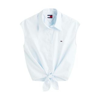 Tommy Jeans Cotton Poplin Shirt - female - Tommy Jeans - Shirts - Blue - XS - Blouses & Shirts