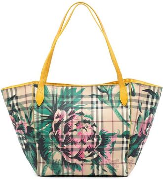 Burberry Pre-owned Burberry Small Haymarket Check Floral Print Coated Canvas Canterbury Tote Ladies TIVIP1262