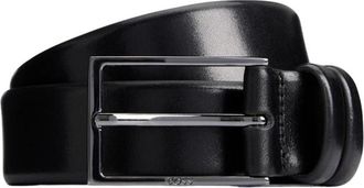 HUGO BOSS Leren riem met gunmetal logo gesp - Heren - Riemen - Zwart - 90 CM - Leer - Accessoires