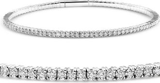Pompeii3 2 - 10Ct TW Flexible Diamond Bangle Tennis Bracelet Lab Grown 14k Gold