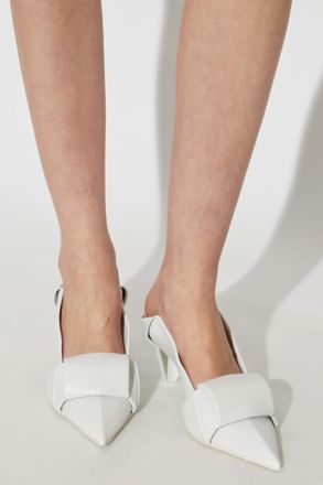 Loewe Leather Heeled Mules Origami, Womens, White