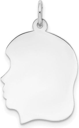 Diamond2Deal 14k White Gold Plain Medium.013 Depth Facing Left Engravable Girl Charm Pendant