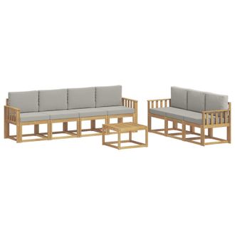 vidaXL Conjunto De Sof&aacute;s De Exterior 8 Pcs Blanco Y Gris Claro Vidaxl