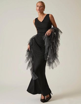 James Lakeland Womens Black Sleeveless Gathered Maxi Dress - Size: 20