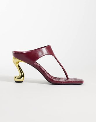 JW PEI Hannah - Sabot infradito trapuntati bordeaux con tacco-Rosso