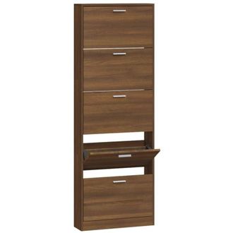 vidaXL Shoe Cabinet Brown Oak 59x17x169 cm Engineered Wood Vidaxl