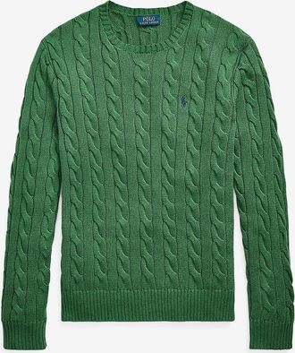 Polo Ralph Lauren Rundhalspullover im Zopfstrick aus Baumwolle Pony