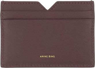Anine Bing Womens Calli Card Holder - Anine Bing Leather Burgundy Calfskin Accessories Card-Holder