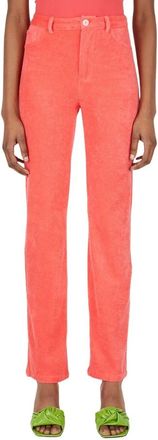 Maisie Wilen Terry Towelling Jeans - Dames - Straight fit broeken - Rood - M - Katoen - Broeken