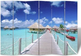 vidaXL Biombo Divisor Plegable Playa 217x170 Cm Vidaxl