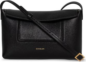 Wandler Mini Penelope Leather Shoulder Bag in Black Crust 3283 at Nordstrom