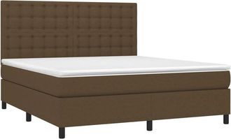 vidaXL Vidaxl - Cama Box Spring Colch&oacute;n Luces Led Tela Marr&oacute;n Oscuro 160x200cm