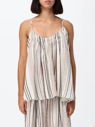 Eleh Multicolour Striped Top in Viscose Blend with U-Neck and Thin Straps