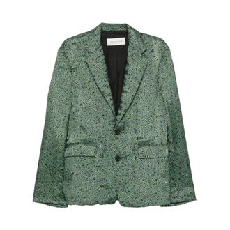 Dries Van Noten Getailleerd jasje - Heren - Jassen - Groen - Maat: XL Leer