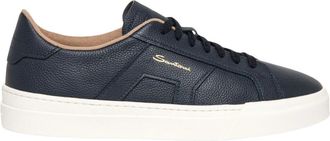 Santoni Schoenen, Heren, Blauw, 44 1/2 EU, Leer, Navy Leren Sneakers