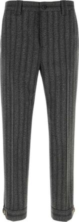 Versace Pantal&oacute;n de Lana Bordado - Trousers - Hombre - Gris - L