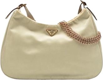 Prada Pre-owned Nylon Shoulder Bag - Dames - Vintage Schoudertas - Beige - ONE Size - Nylon - Vintage
