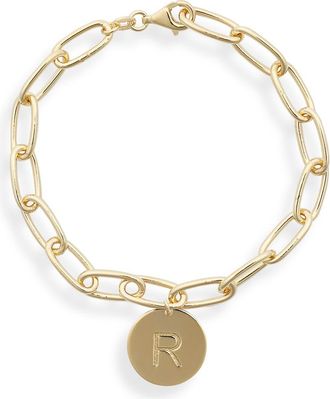 Meshmerise Initial Disc Charm Bracelet in Yellow-R at Nordstrom Rack
