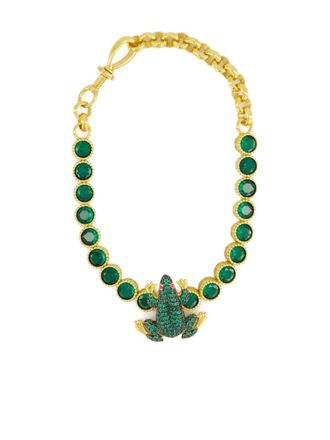 Begum Khan Frog tennis bracelet - women - 24K Gold Plated Bronze/Green Zirconia - One Size