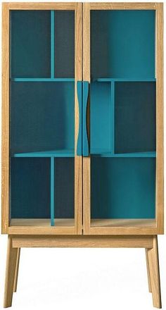 MR.WOOD Vitrinenschrank Avon Blue 165 x 88 cm