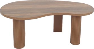 Hhg [non Utilizzato] Tavolino Salotto Hhg-078, Tavolino Per Divano, Forma Organica In Legno Melaminico, 45x110x60cm, Aspetto Legno Marrone