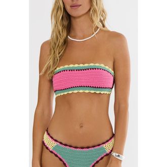 Beach Riot Rey Crochet Bandeau Swim Top in Raspberry Bloom Crochet at Nordstrom, Size X-Large
