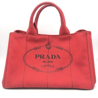 Prada Canapa Red Color Canapa Tote Bag (Pre-Owned)