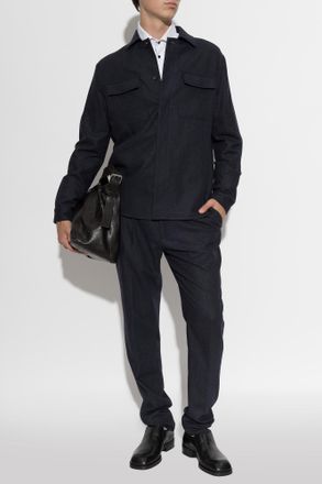 Eleventy Wool Set: Jacket And Trousers, Mens, Navy Blue