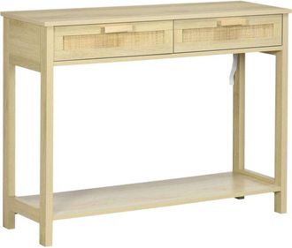 HOMCOM Homcom - Mesa Consola Mesa De Entrada Con 2 Cajones De La Superficie De Rat&aacute;n Estilo R&uacute;stico 100x30x76 Cm Natural