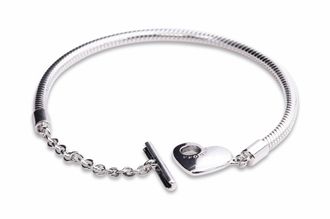 Pandora Moments Heart T-Bar Snake Chain Bracelet