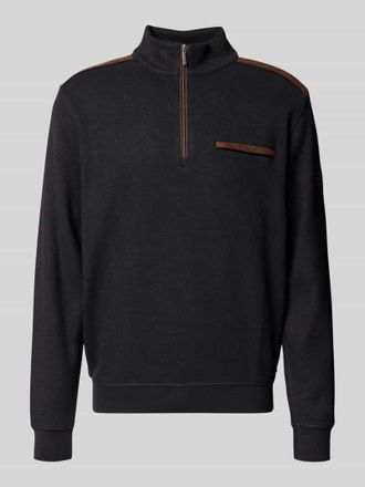 Bugatti Regular Fit Troyer aus Baumwoll-Mix in Dunkelgrau, Gr&ouml;&szlig;e XXXXL