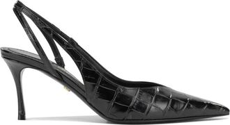 Ferragamo Schoenen, Dames, Zwart, 37 1/2 EU, Leer, Dafne 70mm Slingback Hakken
