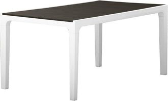 Dmora Mesa De Jard&iacute;n Nanaimo, Base De Picnic, Mesa De Comedor De Jard&iacute;n, Banco Multiusos Para Exterior, 160x90 H74 Cm, Blanco Y Gris Oscuro - Dmora