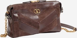 Valentino Garavani Womens Shoulder Bag Panthea Dark Brown Leather