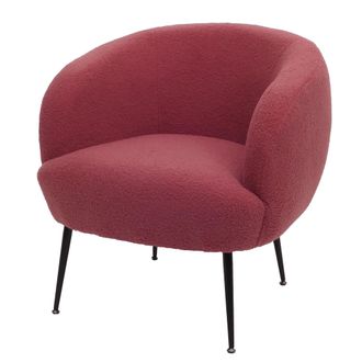 Hhg Hhg - Nunca Usado] Sill&oacute;n De Sal&oacute;n 442, Sill&oacute;n De C&oacute;ctel/club Sill&oacute;n Tapizado, Tela/textil Boucl&eacute; (330g/m&sup2;) Metal Mvg, Rojo P&uacute;rpura