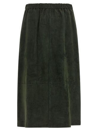 Max Mara Suede Longuette Skirt - Green