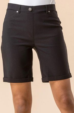 Roman Elastic Waist Turn Up Stretch Shorts