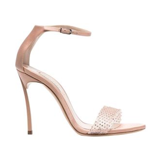 Casadei Schoenen, Dames, Beige, 40 EU, Chique sandalen met hak en strass
