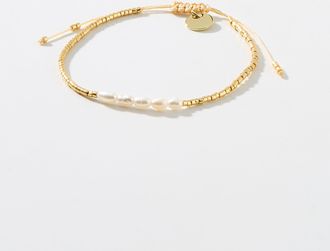 Simons Womens Mini-bead and pearl cord bracelet