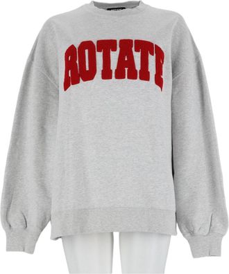 Rotate Grey Gathered Sleeves Relaxed Fit Organic Cotton Sweatshirt